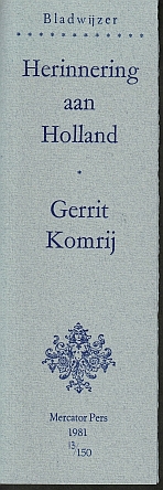 KOMRIJ, Gerrit - Herinnering aan Holland.