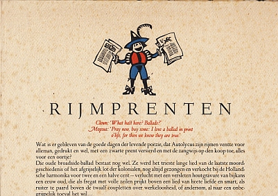 ENSCHED & Zonen, Joh. - Rijmprenten. Eerste reeks. (Prospectus).