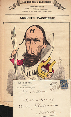VACQUERIE, Auguste - 8 lettres autographes signes.