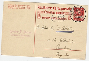 ALETRINO, A. - Handgeschreven briefkaart aan zijn broer David: 'Den Weled. Heer D. Aletrino'.
