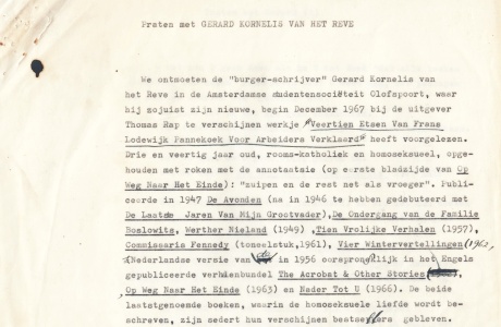 REVE, Gerard - 'Praten met GERARD KORNELIS VAN HET REVE'.