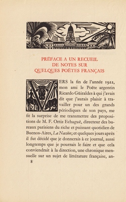 LARBAUD, Valery - Prface  un recueil de notes sur quelques potes franais.