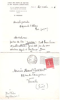 BINET-VALMER, J.A.G. - Lettre autographe (L.A.S.)  Marcel Batilliat, date 21 mai 1926, signe 'Binet-Valmer.