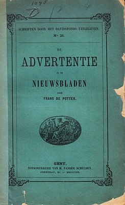 POTTER, Frans de - De advertentie in de nieuwsbladen.