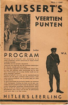 N.S.B. - Mussert's veertien punten program. Hitler's leerling.