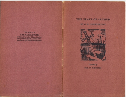 CHESTERTON, G.K. - The Grave of Arthur. (Ariel Poems No. 25).