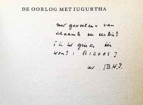 (POLAK, Johan B.W.). SALLUSTIUS - De oorlog met Iugurtha. Ingeleid en vertaald door Herman Delano [= Johan Polak]. (Met opdracht).