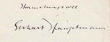 HAUPTMANN, Gerhart - Eigenhndiger Brief mit Unterschrift.