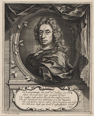 (LANGENDIJK, Pieter). HOUBRAKEN, Jacob - 'Zie Langendijk, het puik der Dichtren aan het IJ'. Portretgravure. 
