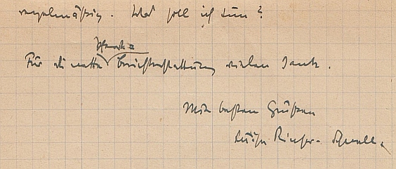 RINSER, Luise - Vier handgeschriebene Briefe an ihren Hausarzt Dr. Friton und seine Frau (1942-1945 und 1978).