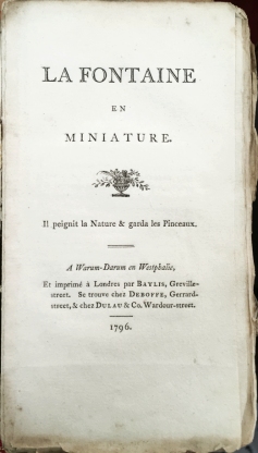 LA FONTAINE, Jean de - La Fontaine en miniature.
