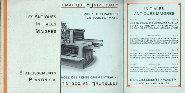 (ROOS, S.H. de). tablissements PLANTIN - Les Antiques Initiales Maigres / Notre Margeur Automatique 