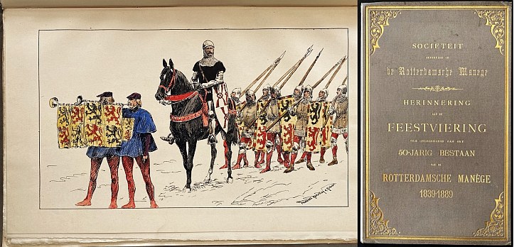 HOYNCK VAN PAPENDRECHT, J. - Herinnering aan het Feest-Carrousel, gereden op Dinsdag 26 Maart en Donderdag 28 Maart 1889, ter gelegenheid van het 50-jarig bestaan van de Rotterdamsche Mange. (Met Programma).