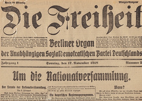 REVOLUTIONRE ZEITUNG - Die Freiheit. Berliner Organ der Unabhngigen Sozialdemokratischen Partei Deutschlands. 1918, Nr. 5, 17, 49 und 50.