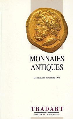 (COINS, ANTIQUE). TRADART - Tradart. Monnaies antiques. Genve, le 8 novembre 1992. Vente publique.