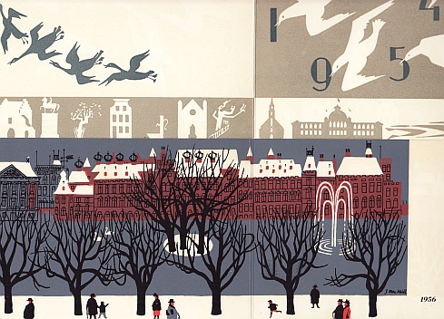 (GRAVENHAGE, 'S-). - Twee nieuwjaarswensen, voor 1954 en 1956.