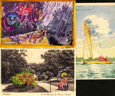 RUTING, Lotte - 15 aangevulde/ ingekleurde ansichtkaarten (ca. 1940-1960).