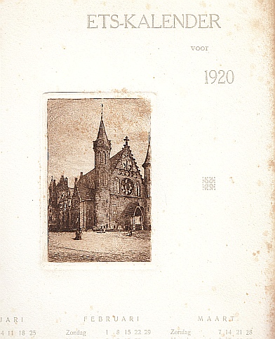 HAAN, Uitgeverij W. de - Ets-kalender voor 1920. (Vier stadsgezichtjes).