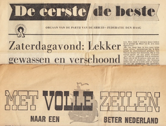 PARTIJ VAN DE ARBEID - Negen verkiezingsfolders en -kranten uit 1946-1954.