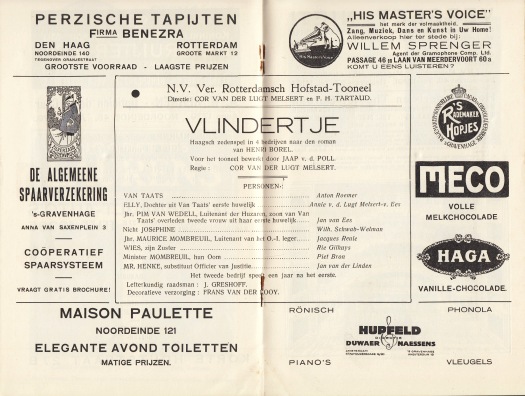 (BOREL, Henri). KONINKLIJKE SCHOUWBURG - Vlindertje. (Programma van den Koninklijken Schouwburg, Speelseizoen 1924-1925).