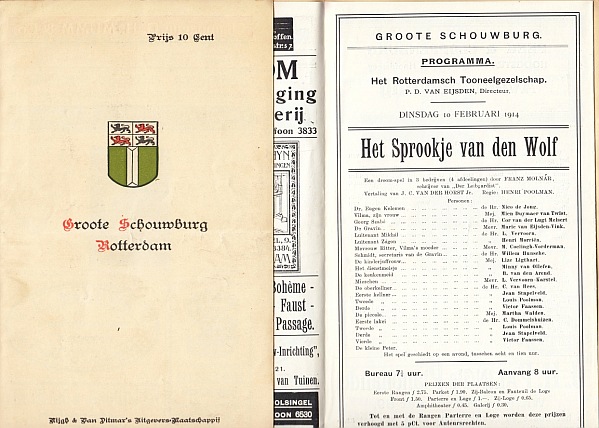 GROOTE SCHOUWBURG ROTTERDAM - Rotterdamsche Gids. (Vier toneelprogramma's uit 1914). 