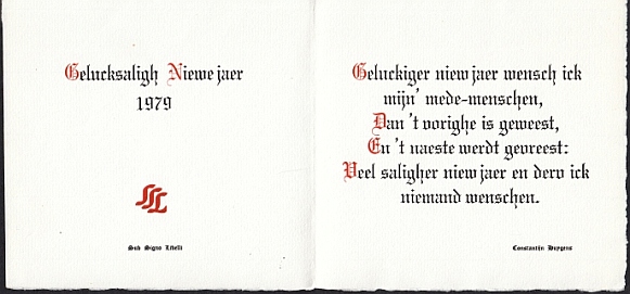 HUYGENS, Constantijn - Geluckiger niew jaer.