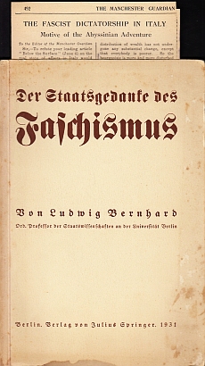 BERNHARD, Ludwig - Der Staatsgedanke des Faschismus.