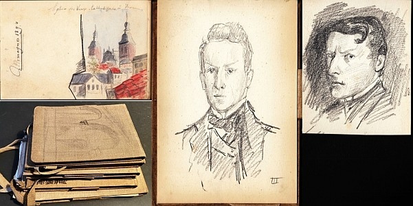 DE MOT, Jean - Croquis. (Six carnets de croquis originaux avec dessins. 1894-1912).