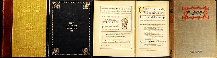 DRUKKERSJAARBOEK - Het Drukkers Jaarboek voor 1906, 1907, 1908 en 1911. Compleet in 4 jaargangen.
