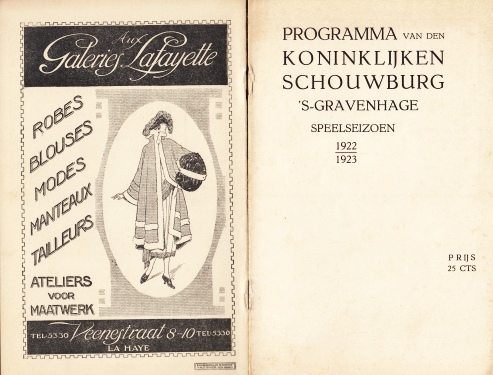 DEN HAAG - TONEEL - Programma van den Koninklijken Schouwburg 's-Gravenhage. Speelseizoen 1921-1922. (12 stuks).
