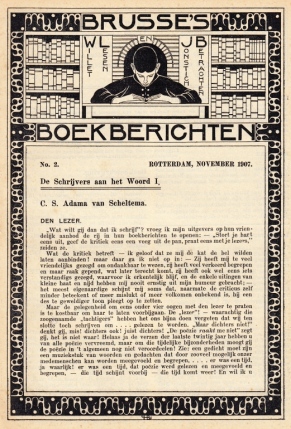 (BERLAGE, H.P.) - Brusse's Boekberichten. No. 2. November 1907.