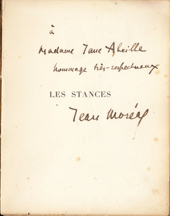 MORAS, Jean - Les stances. IIIe, IVe, Ve et VIe livres. (Inscrit par l'auteur).