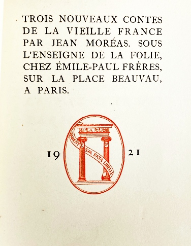 MORAS, Jean - Trois nouveaux contes de la Vieille France.