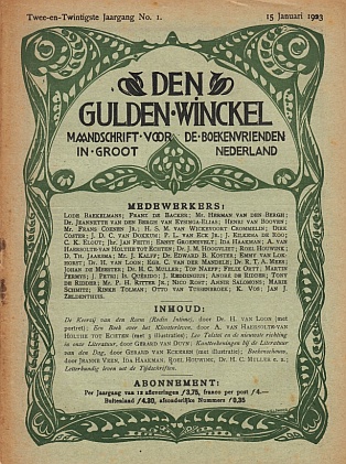 (JARRY, Alfred; Roel HOUWINK) - 'Ubu Koning door Alfred Jarry'. Pag. 15 in: Den Gulden Winckel, jg. 22 nr. 1, Januari 1923.