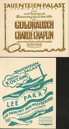 TAUENTZIEN-PALAST BERLIN - 10 Film-Einladungskarten, alle entworfen von Karl MICHEL, fr Urauffhrungen zu Filmen im Tauentzien-Palast, 1925-1927.