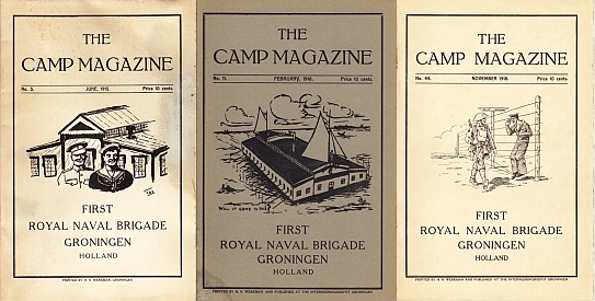 (WERKMAN, H.N.) - The Camp Magazine. Groningen, Holland. Being the Periodical of the 1st Royal Naval Brigade, interned in Holland. 1915-1918 (37 van de 44 nummers).