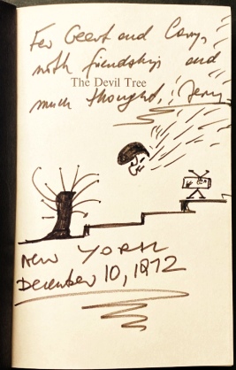 KOSINSKI, Jerzy - The Devil Tree. (With a handwritten dedication, illustrated with a self-portrait as a comet!).
