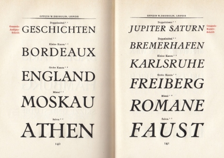 DRUGULIN, Offizin W. - Die Schriften der Offizin W. Drugulin. Erster Teil - Werkschriften.