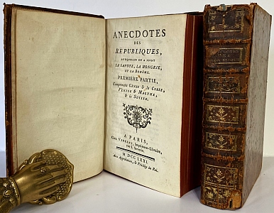 (VINCENT. ANECDOTES). LA CROIX de CASTRIES, Jean Franois de - Anecdotes des Rpubliques auxquelles on a joint la Savoie, la Hongrie, et la Bohme. Premire partie, comprenant Gnes & la Corse, Venise & Malthe, & la Suisse. - Seconde partie, comprenant la Flandre & la Hollande, la Savoye, la Hongrie & la Bohme.
