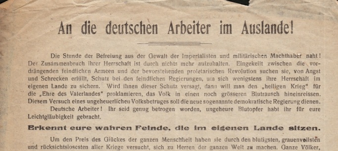 LANDESKONFERENZ der deutschen Revolutionaer-Sozialistischen Organisationen in Holland, Die - An die deutschen Arbeiter im Auslande!