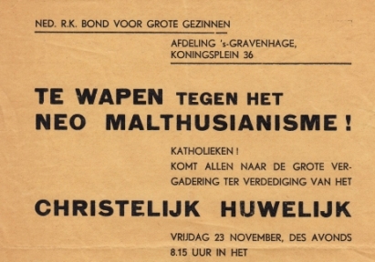 GROTE GEZINNEN, Nederlandsche Rooms-Katholieke Bond voor - Te wapen tegen het Neo Malthusianisme! 