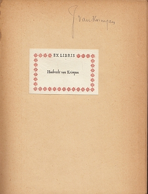 (KRIMPEN, van). AUDIN, Marius - Le Livre, son illustration, sa dcoration. Prface de Leon Pichon. (Met signatuur van Jan van Krimpen).
