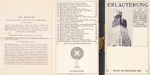 (WAGNER, Otto, & Koloman MOSER) - Erluterung zur Bauvollendung der Kirche der niederst. Landesheil- und Pflegeanstalten.