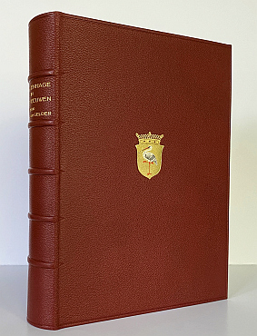 GELDER, H.E. van - 's-Gravenhage in zeven eeuwen. Gellustreerd met een kaart en 88 afbeeldingen. (Nr. 2 van 50 luxe-exemplaren in marokijn, met opdracht van de schrijver aan zijn vrouw).