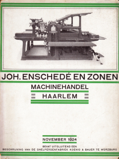 ENSCHED & ZONEN, Joh. - Maandblad Chemigrafie. November 1924. Snelpersen van Koenig & Bauer.
