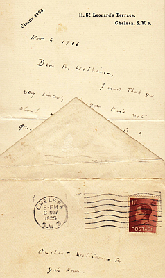 SMITH, Logan Pearsall - Handwritten, signed letter to Cuthbert Williamson, dated 6 November 1936.