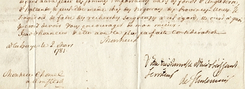 BRIEFE AUS DEM 18. JAHRHUNDERT - Zwei handgeschriebene Briefe der preuischen Gesandtschaft in Den Haag an den Kaufmann Pierre Chomel (1781).