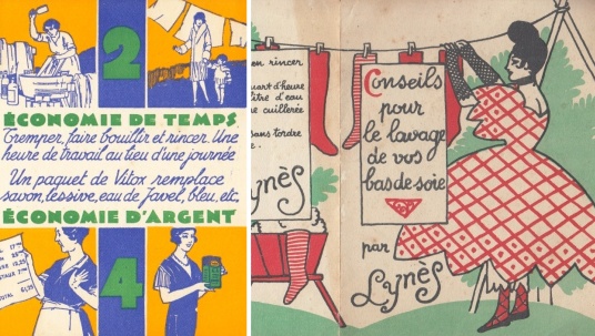 LAVAGE - Deux brochures publicitaires franaises magnifiquement illustres sur la lessive.