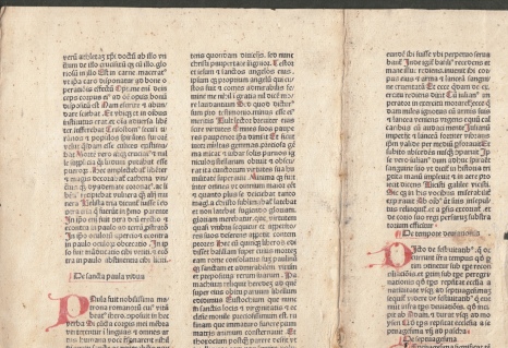 1479. (INCUNABELBLAD). VORAGINE, Jacobus de - Legenda aurea sanctorum, sive Lombardica historia. (Maculatuur).