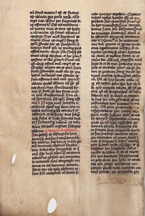 WILLEM VAN ST. THIERRY - Handschrift op perkament, ca. 1400. Fragment uit een brief aan Bernardus van Clairvaux (maculatuur).